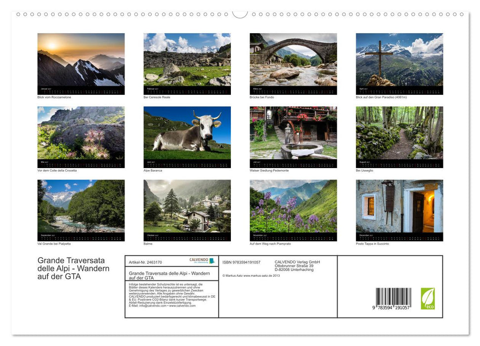 Grande Traversata delle Alpi - Wandern auf der GTA (CALVENDO Premium Wandkalender 2027)