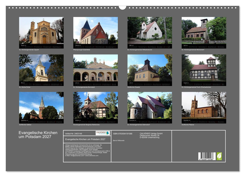 Evangelische Kirchen um Potsdam 2027 (CALVENDO Wandkalender 2027)