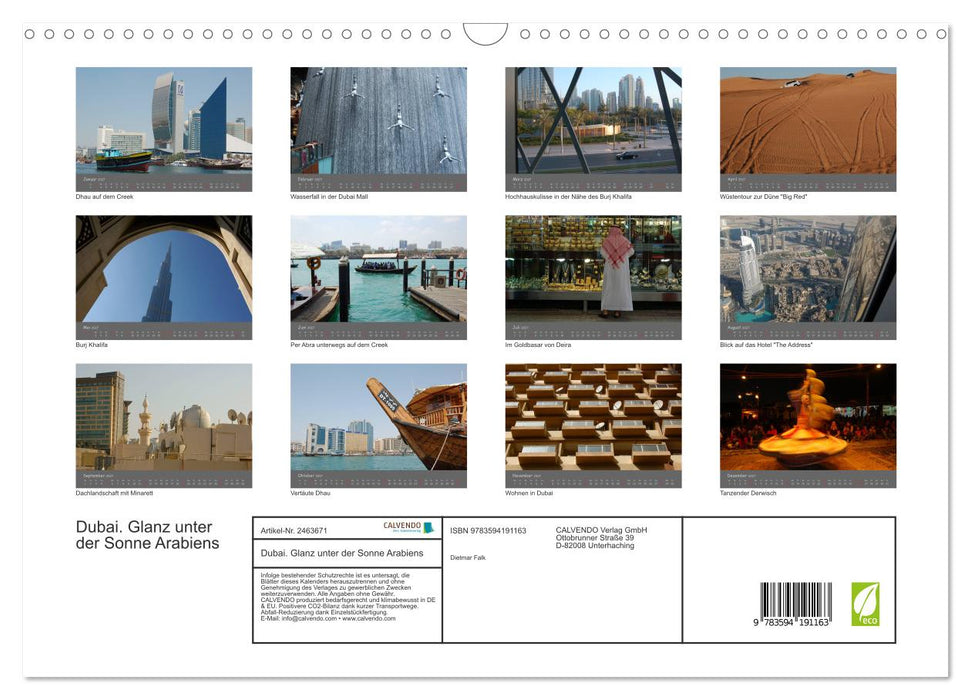 Dubai. Glanz unter der Sonne Arabiens (CALVENDO Wandkalender 2027)