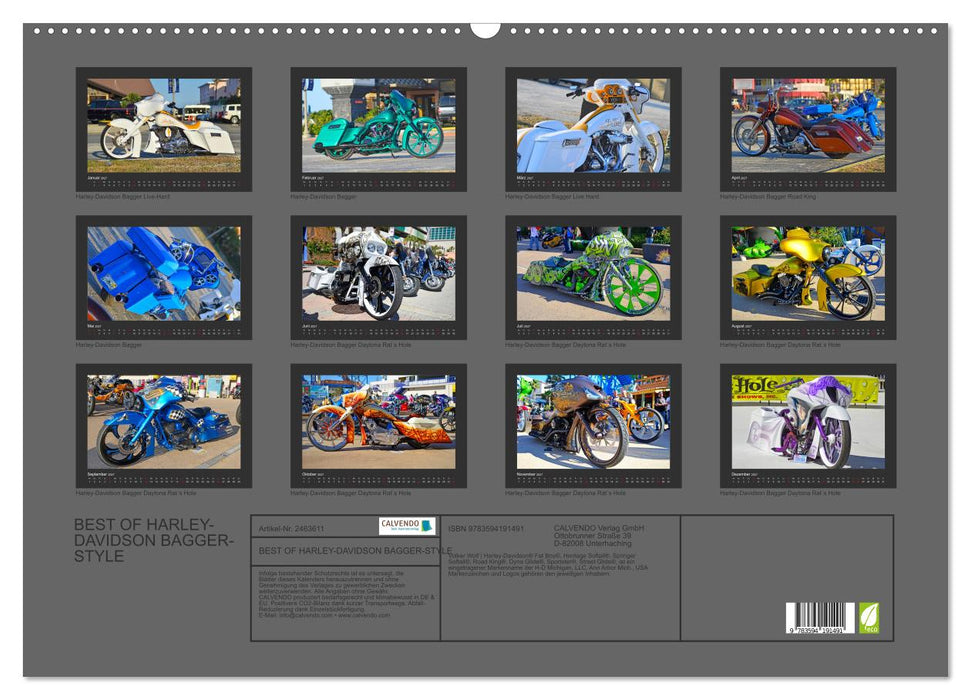 BEST OF HARLEY-DAVIDSON BAGGER-STYLE (CALVENDO Wandkalender 2027)