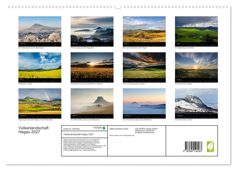 Vulkanlandschaft Hegau 2027 (CALVENDO Premium Wandkalender 2027)