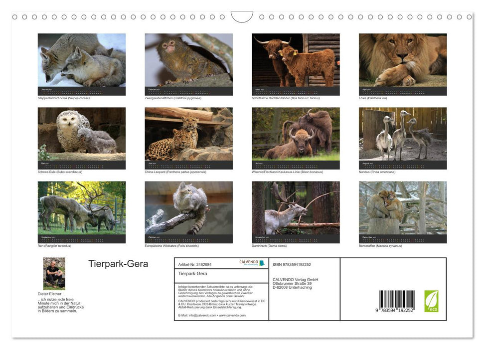Tierpark-Gera (CALVENDO Wandkalender 2027)