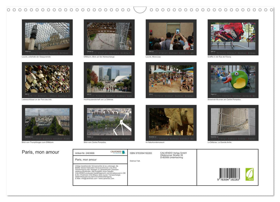 Paris, mon amour (CALVENDO Wandkalender 2027)