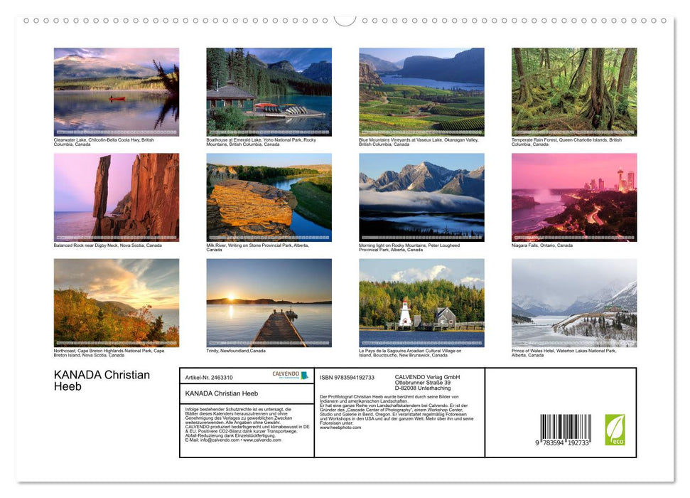 KANADA Christian Heeb (CALVENDO Premium Wandkalender 2027)