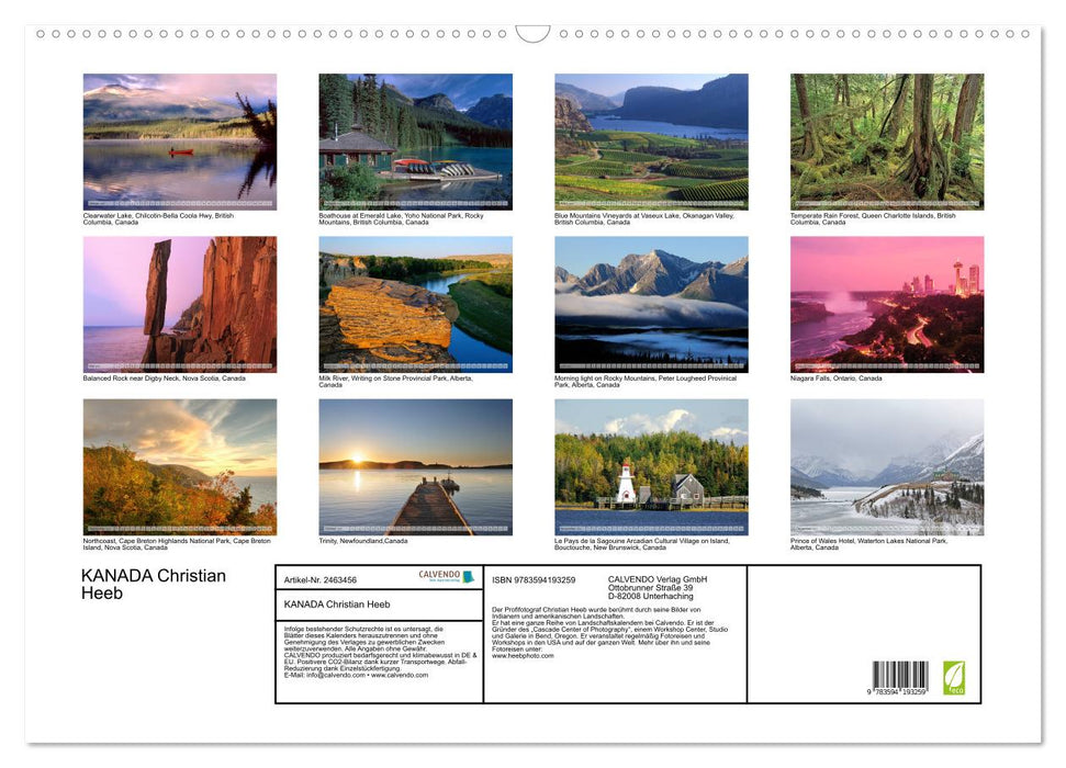 KANADA Christian Heeb (CALVENDO Wandkalender 2027)