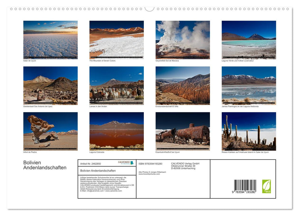 Bolivien Andenlandschaften (CALVENDO Premium Wandkalender 2027)