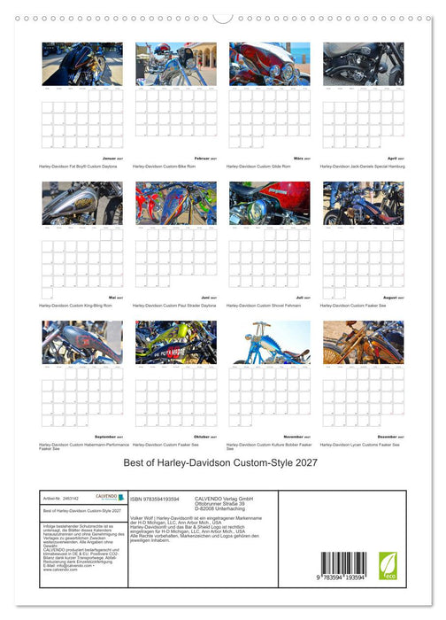 Best of Harley-Davidson Custom-Style 2027 (CALVENDO Premium Wandkalender 2027)