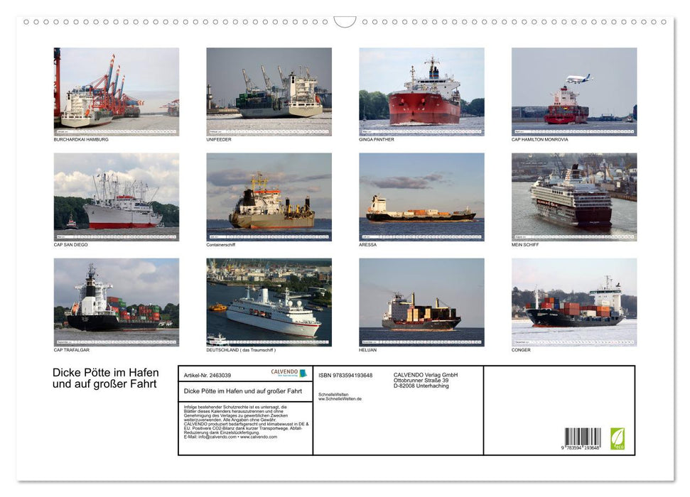 Dicke Pötte im Hafen und auf großer Fahrt (CALVENDO Wandkalender 2027)