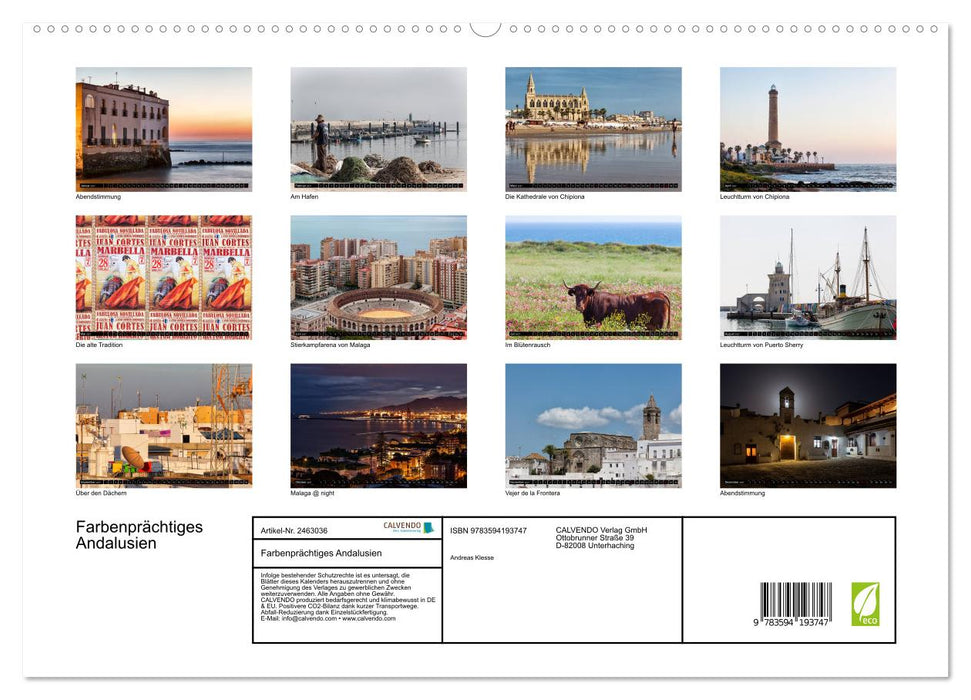 Farbenprächtiges Andalusien (CALVENDO Premium Wandkalender 2027)
