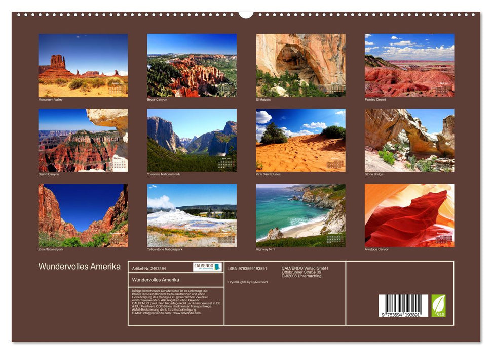 Wundervolles Amerika (CALVENDO Premium Wandkalender 2027)
