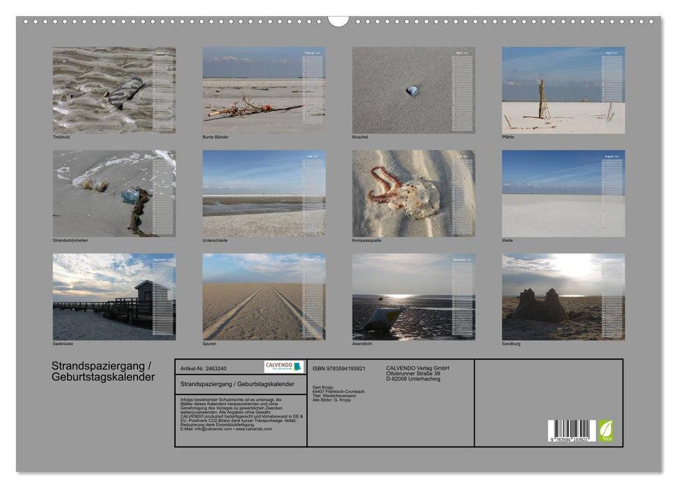 Strandspaziergang / Geburtstagskalender (CALVENDO Wandkalender 2027)