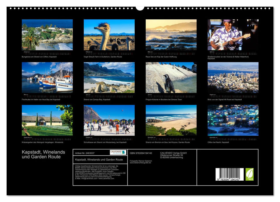 Kapstadt, Winelands und Garden Route (CALVENDO Premium Wandkalender 2027)