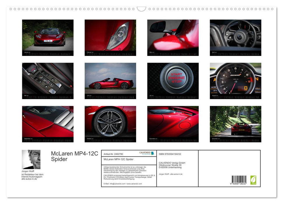 McLaren MP4-12C Spider (CALVENDO Wandkalender 2027)