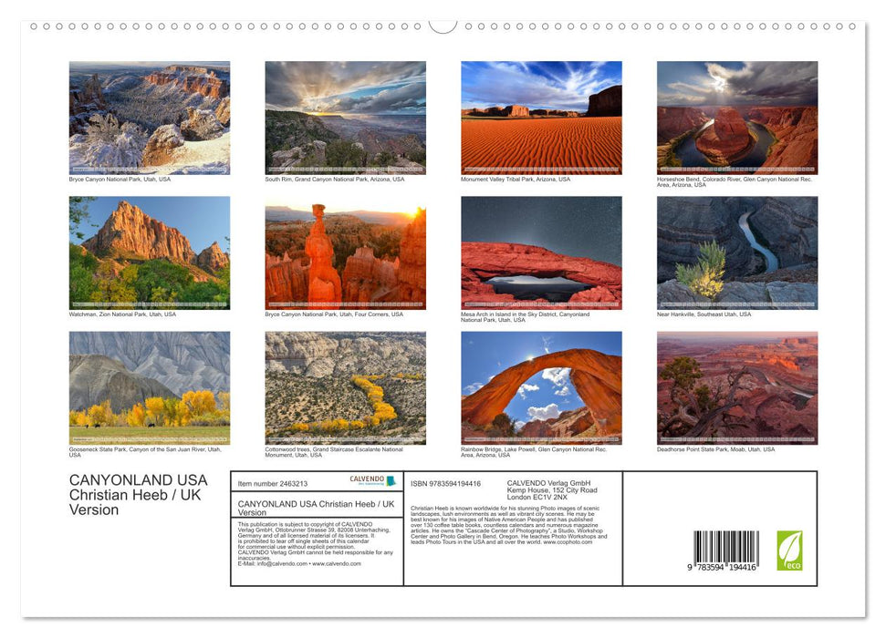 CANYONLAND USA Christian Heeb / UK Version (CALVENDO Premium-Calendar 2027)
