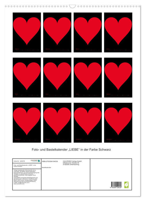 Foto- und Bastelkalender „LIEBE“ in der Farbe Schwarz (CALVENDO Wandkalender 2027)
