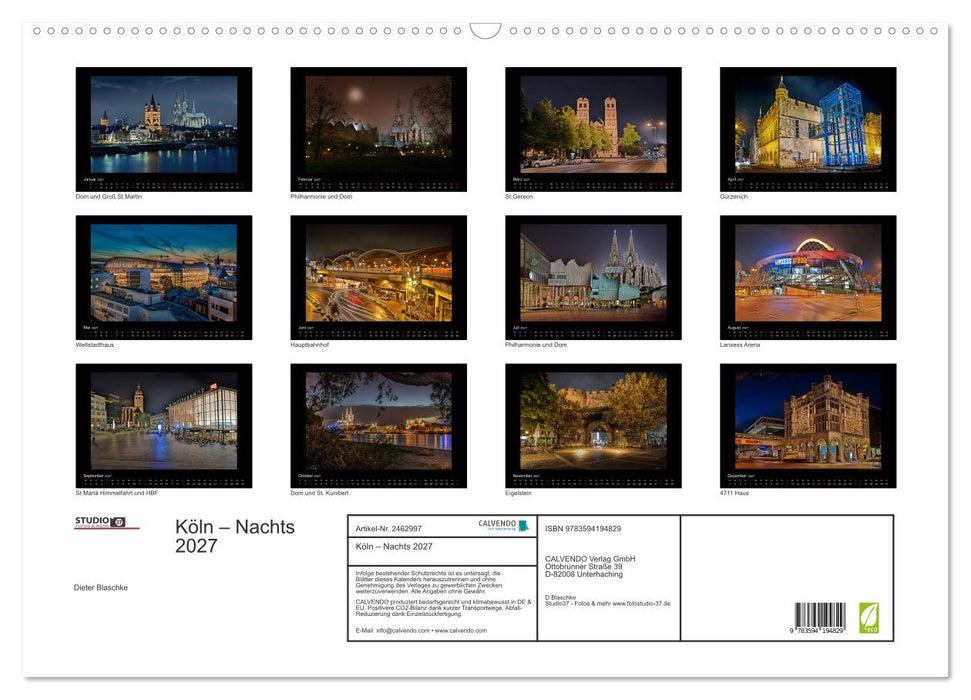 Köln – Nachts 2027 (CALVENDO Wandkalender 2027)