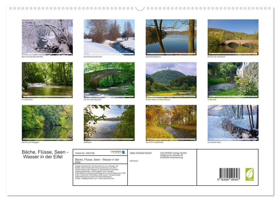 Bäche, Flüsse, Seen - Wasser in der Eifel (CALVENDO Premium Wandkalender 2027)
