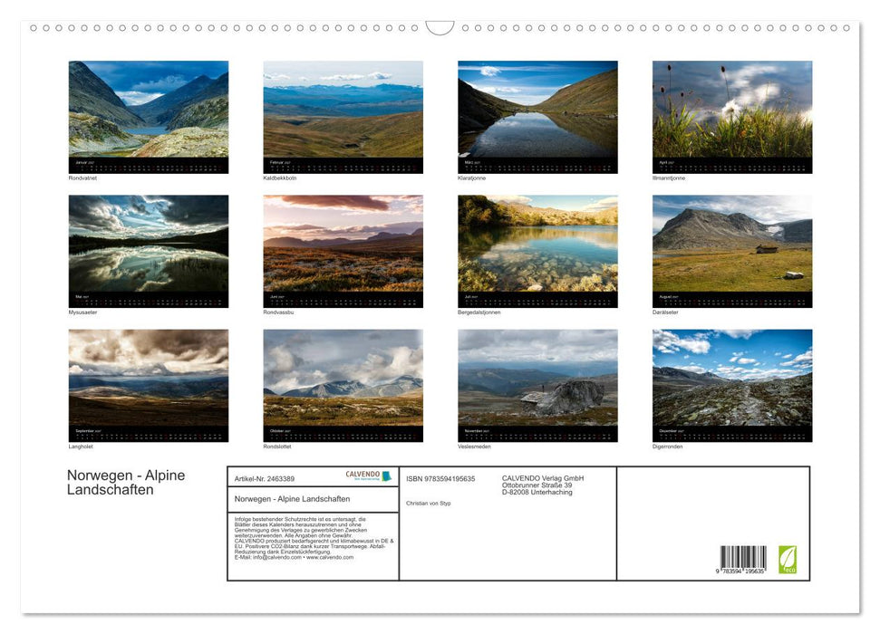 Norwegen - Alpine Landschaften (CALVENDO Wandkalender 2027)