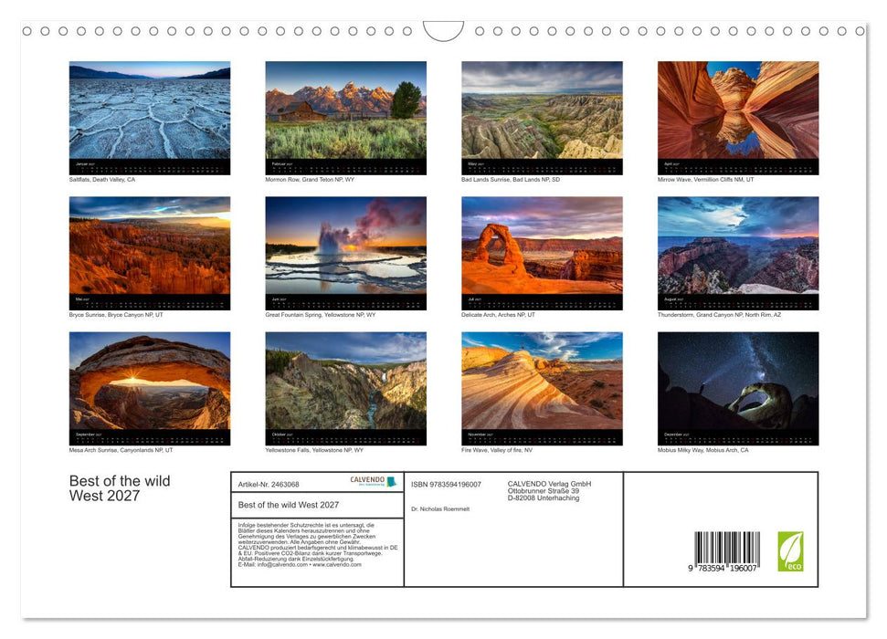 Best of the wild West 2027 (CALVENDO Wandkalender 2027)