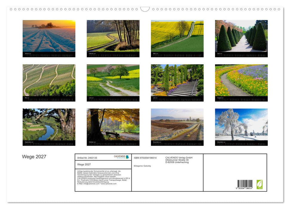 Wege 2027 (CALVENDO Wandkalender 2027)