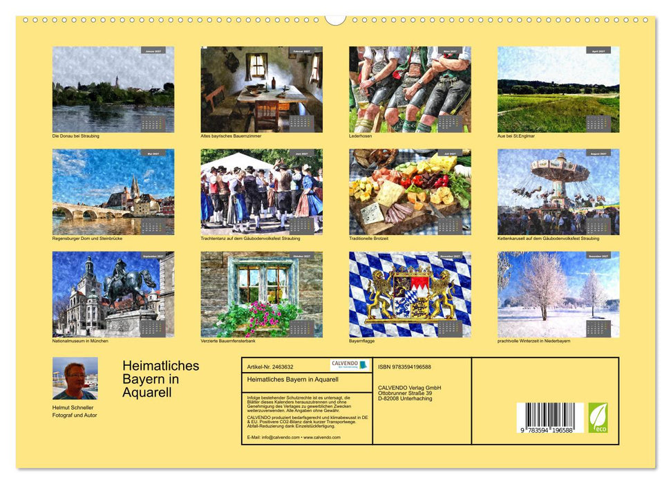 Heimatliches Bayern in Aquarell (CALVENDO Premium Wandkalender 2027)