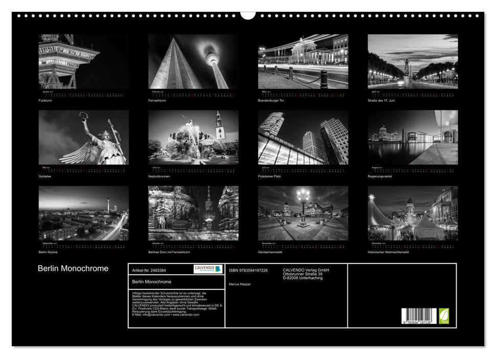 Berlin Monochrome (CALVENDO Wandkalender 2027)