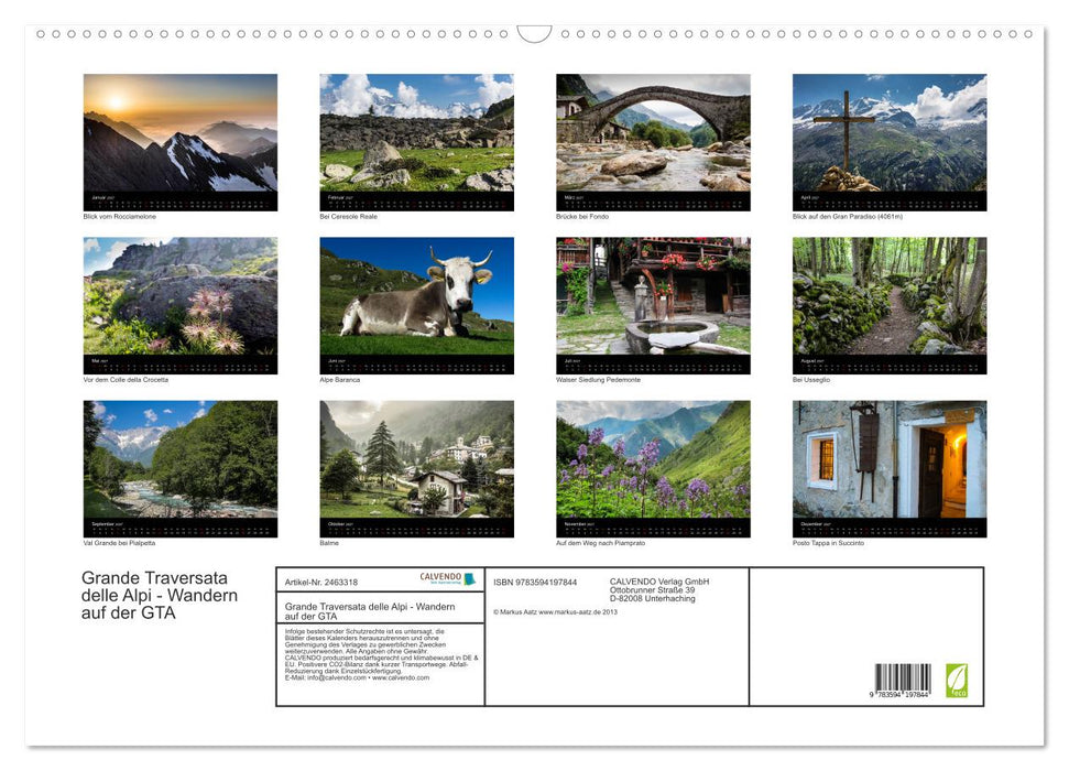 Grande Traversata delle Alpi - Wandern auf der GTA (CALVENDO Wandkalender 2027)