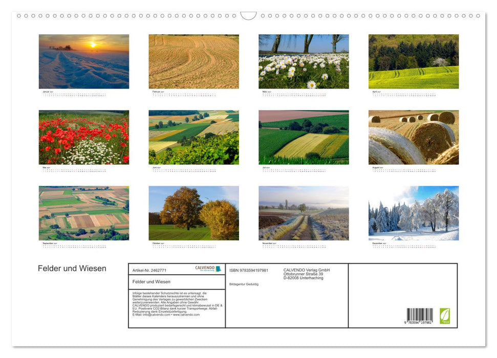 Felder und Wiesen (CALVENDO Wandkalender 2027)