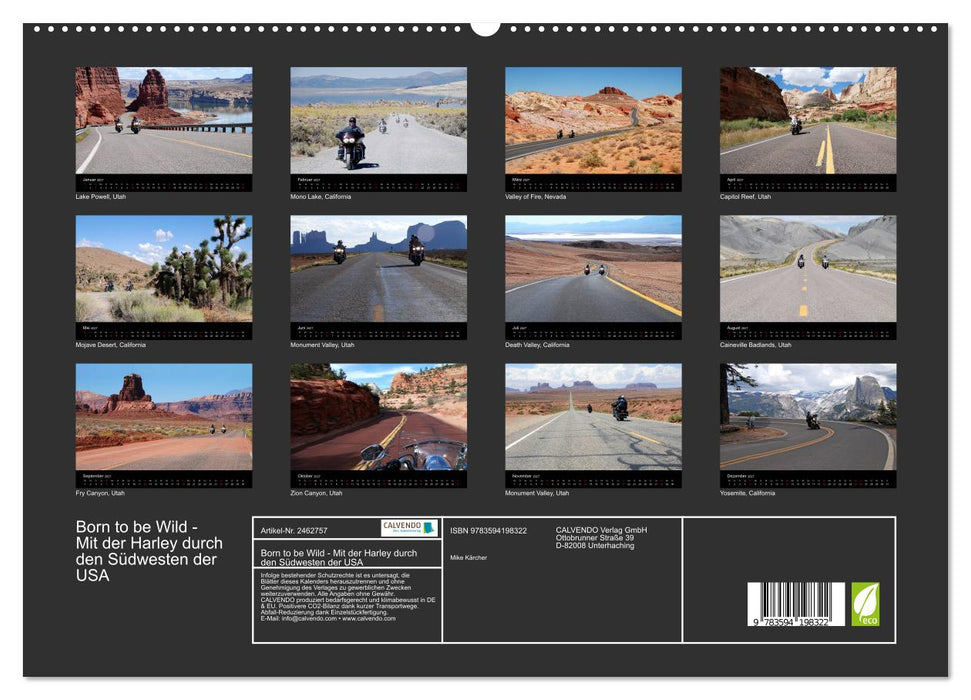 Born to be Wild - Mit der Harley durch den Südwesten der USA (CALVENDO Premium Wandkalender 2027)