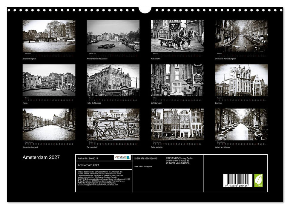 Amsterdam 2027 (CALVENDO Wandkalender 2027)