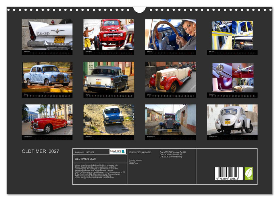 OLDTIMER 2027 (CALVENDO Wandkalender 2027)