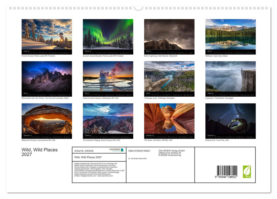Wild, Wild Places 2027 (CALVENDO Premium Wandkalender 2027)