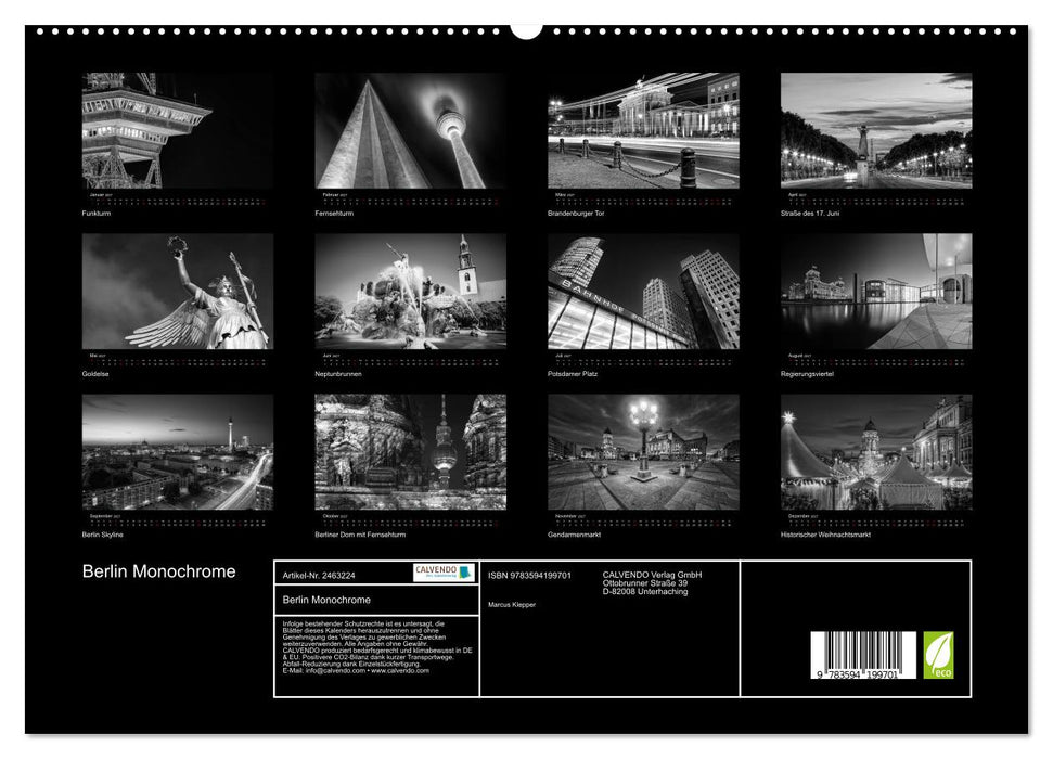 Berlin Monochrome (CALVENDO Premium Wandkalender 2027)