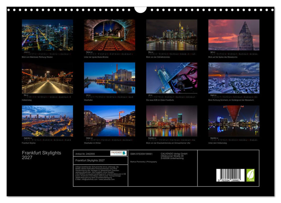 Frankfurt Skylights 2027 (CALVENDO Wandkalender 2027)