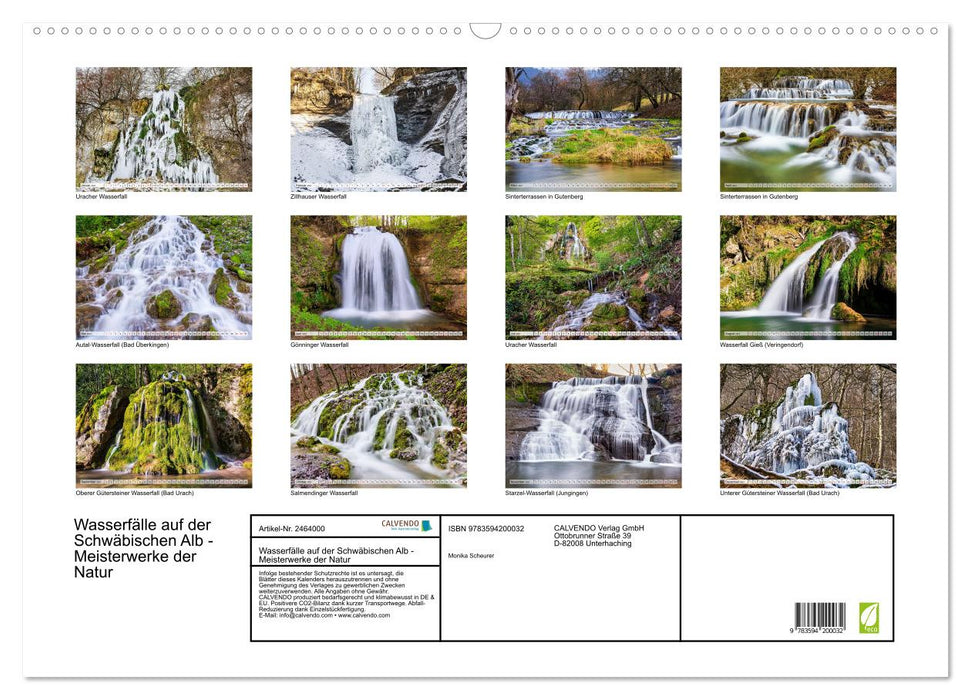Wasserfälle auf der Schwäbischen Alb - Meisterwerke der Natur (CALVENDO Wandkalender 2027)