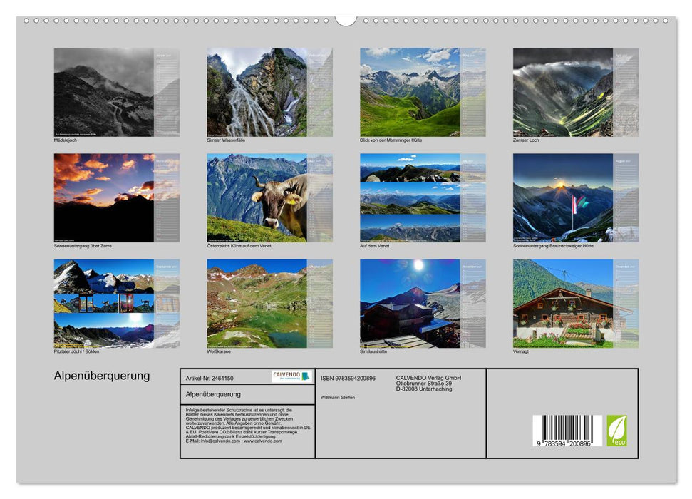 Alpenüberquerung (CALVENDO Premium Wandkalender 2027)