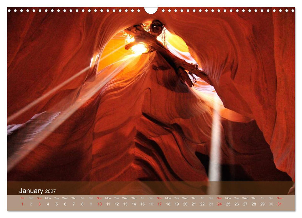Lights and Colours of the Antelope Canyon (CALVENDO Monthly Calendar 2027)