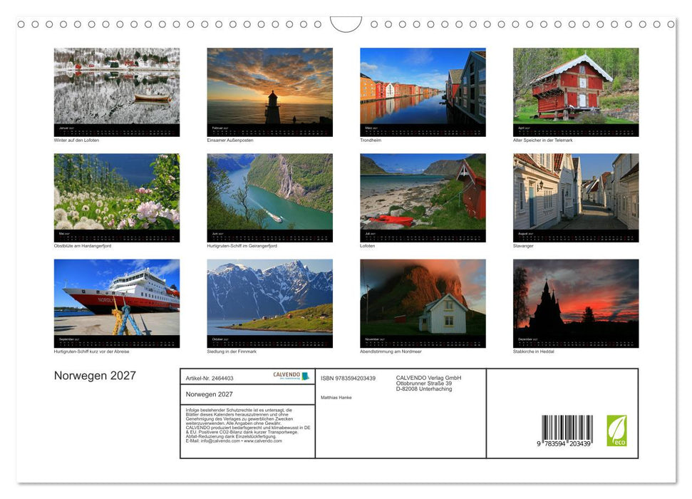 Norwegen 2027 (CALVENDO Wandkalender 2027)