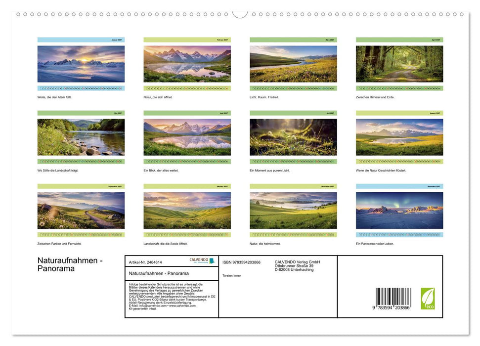 Naturaufnahmen - Panorama (CALVENDO Premium Wandkalender 2027)