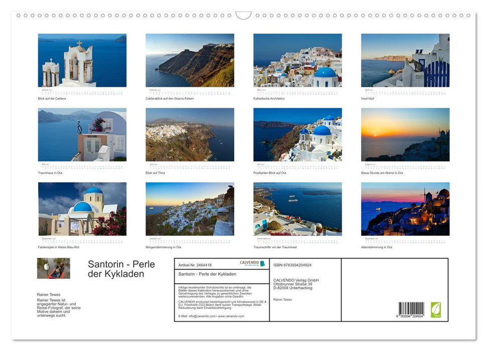 Santorin - Perle der Kykladen (CALVENDO Wandkalender 2027)