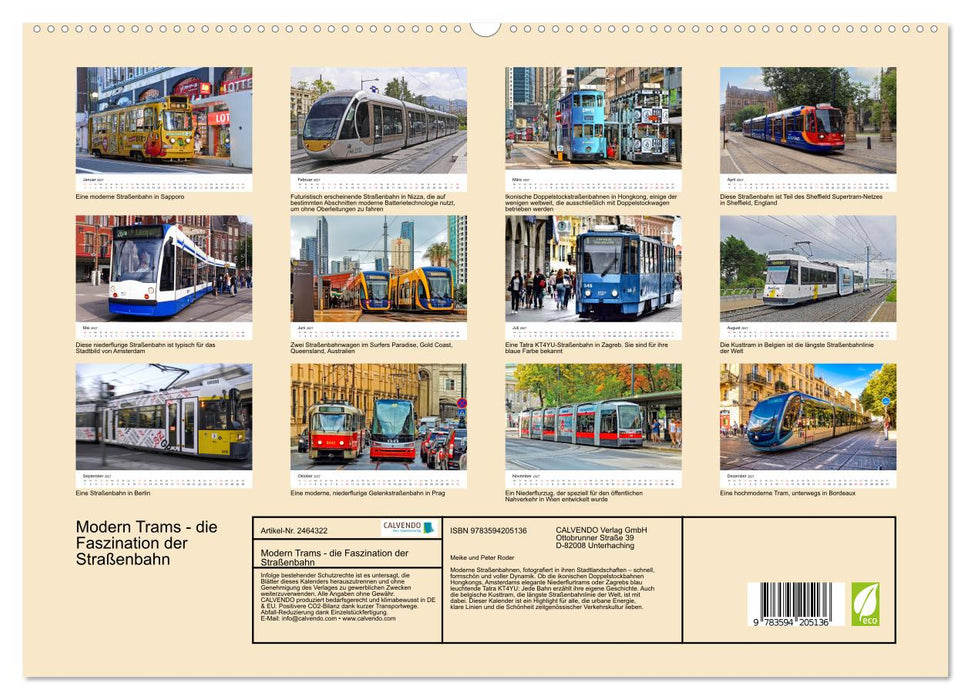 Modern Trams - die Faszination der Straßenbahn (CALVENDO Premium Wandkalender 2027)