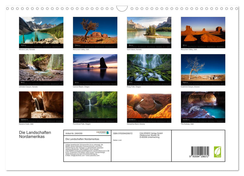 Die Landschaften Nordamerikas (CALVENDO Wandkalender 2027)