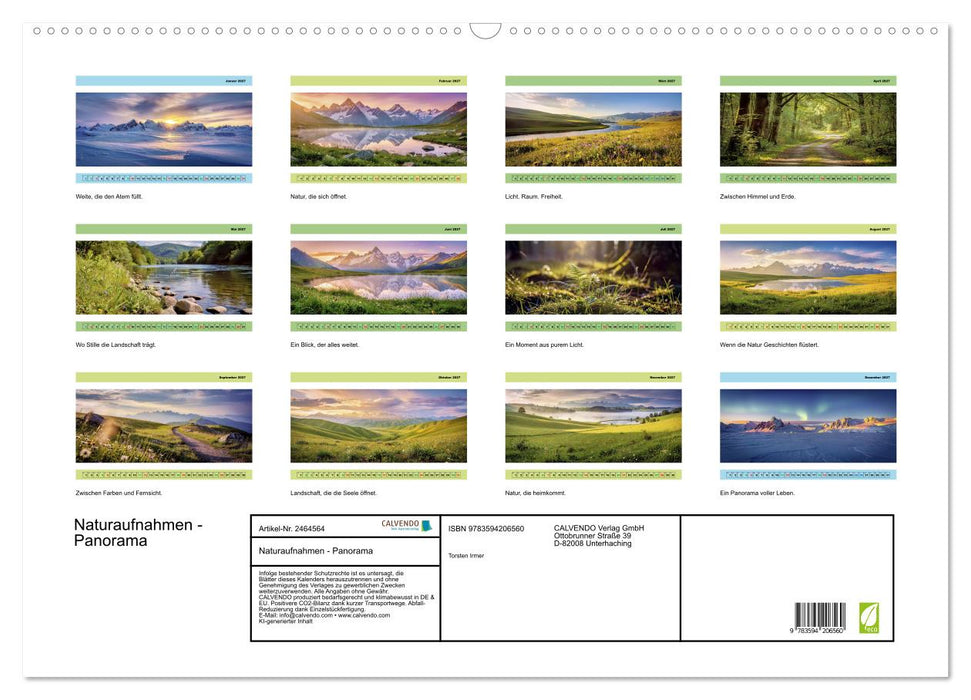 Naturaufnahmen - Panorama (CALVENDO Wandkalender 2027)