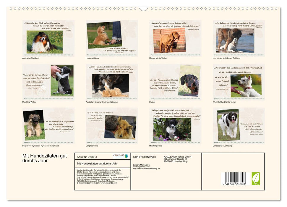 Mit Hundezitaten gut durchs Jahr (CALVENDO Premium Wandkalender 2027)