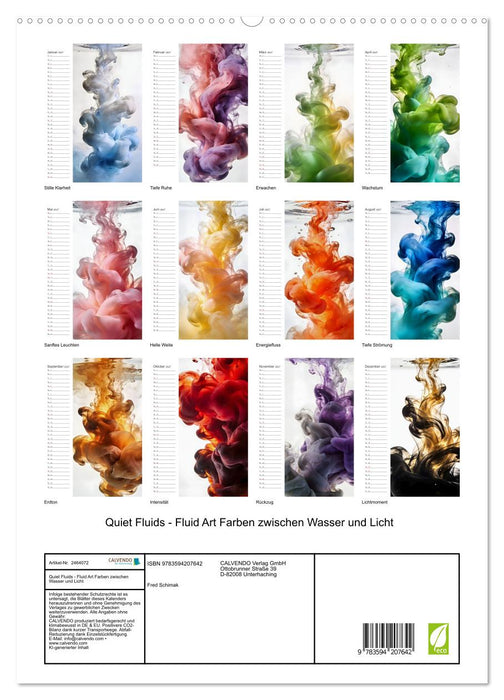 Quiet Fluids - Fluid Art Farben zwischen Wasser und Licht (CALVENDO Premium Wandkalender 2027)