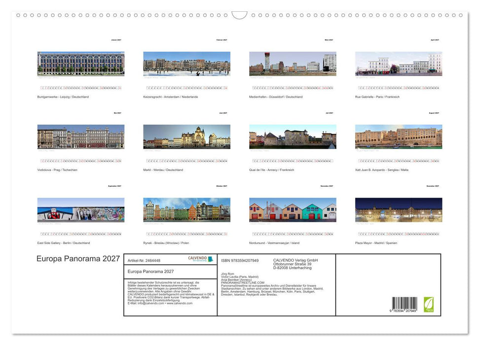 Europa Panorama 2027 (CALVENDO Wandkalender 2027)