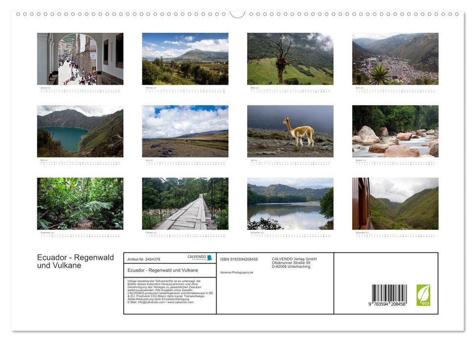 Ecuador - Regenwald und Vulkane (CALVENDO Premium Wandkalender 2027)