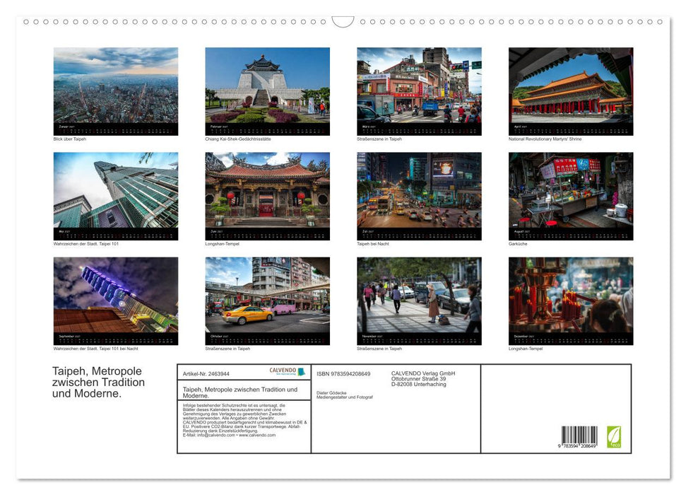 Taipeh, Metropole zwischen Tradition und Moderne. (CALVENDO Wandkalender 2027)