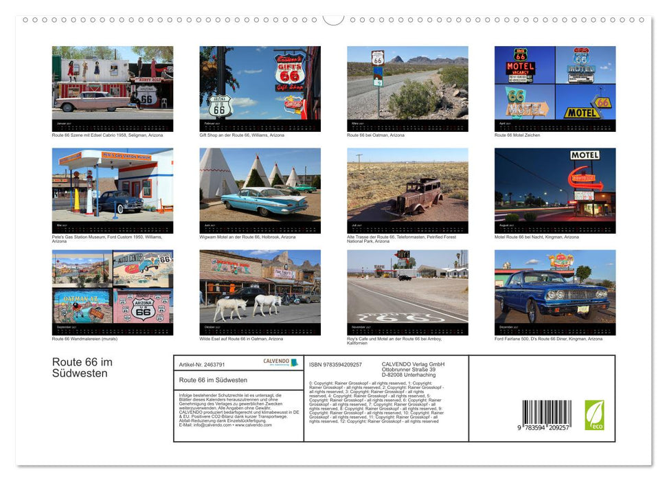 Route 66 im Südwesten (CALVENDO Premium Wandkalender 2027)