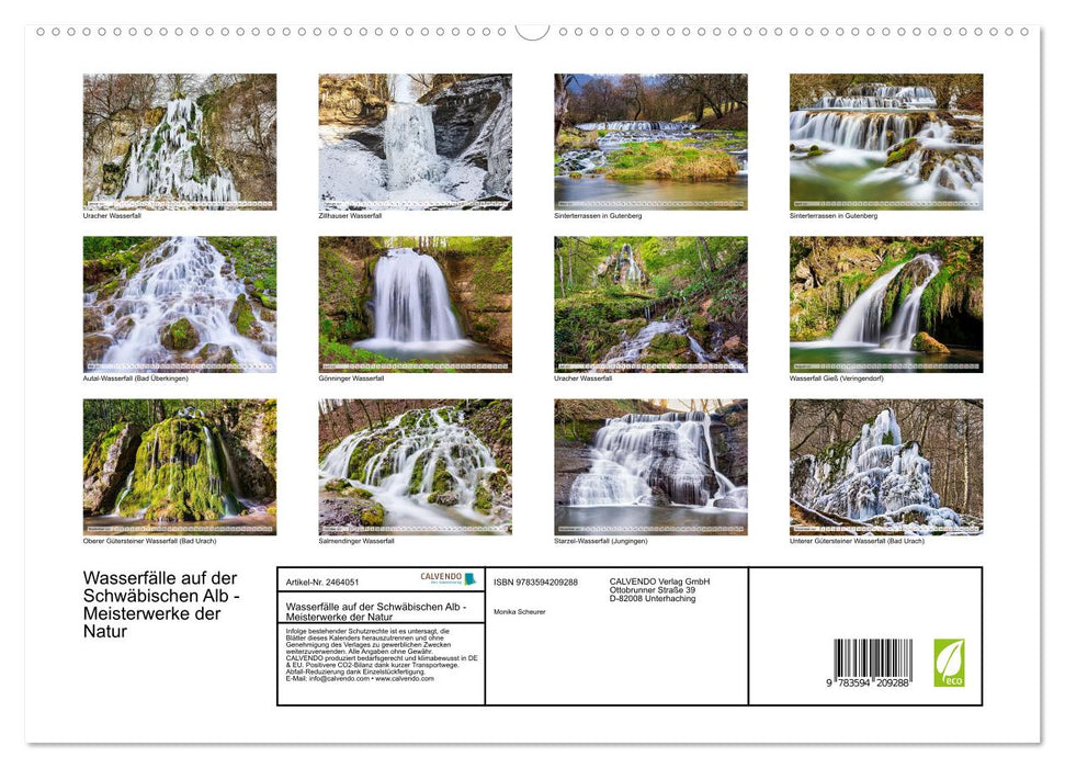 Wasserfälle auf der Schwäbischen Alb - Meisterwerke der Natur (CALVENDO Premium Wandkalender 2027)